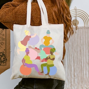 Birth Tote Bag Doula Gift Birth Keeper Natural Birth Birth Ball Canvas Bag Midwife Gifts Labor Ball Baby Shower Ideas For New Moms Doulas