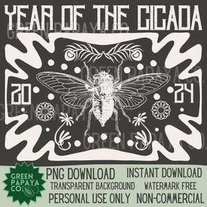 2024 Cicadas Download Dark Academia PNG Make Your Own Shirt Downloadable Gifts Year of The Cicada Bug Cicada Personal Use PNG