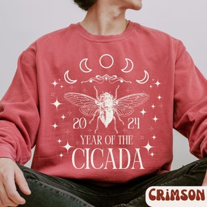 Cicada Sweatshirt Comfort Colors 2024 Year of The Cicada Dark Academia Clothing Chinese New Year Bug Cicadas Entomology Insects Loving Bugs