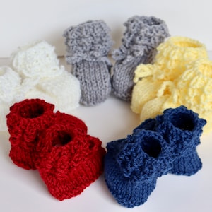 Chaussons bébé tricotés à la main, faire-part de grossesse, nouveau-né à 3 mois, coffret cadeau avec carte de vœux personnalisée, cadeau pour grand-mère