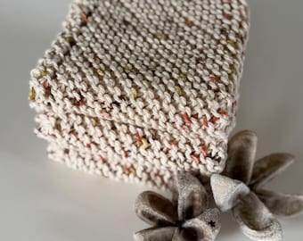 Lot de 3 torchons en tricot faits main beiges variés, indispensable de la cuisine, hôtesse, douche, article de panier-cadeau, cadeau pour professeur ou se faire plaisir