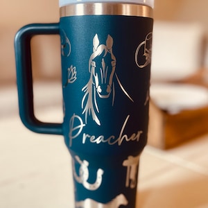 Horse and Western Laser Engraved wrap on your choice of a 40oz & 30oz Tumbler or 30oz Flip Top. Personalized for FREE. Great Gift.