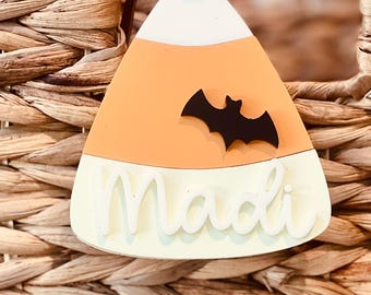 Boo Basket Tag, Halloween Basket Tag, Acrylic Candy Corn, Personalized Boo Basket Tag, Custom Halloween Tag, Spooky Season Tag, Name Tag