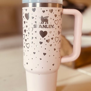 Heart Shower Laser Engraved on a 40oz/30oz Tumbler or 30oz Flip Top Water Bottle. Great Gift for Mom.