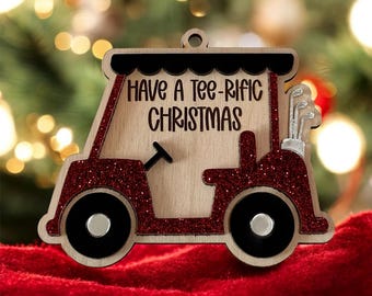 Golf Cart Christmas Ornament | Golf cart Stocking tag | Golf cart bag tag | Christmas gift | Hole in one| Tee-rific Christmas | Funny gift