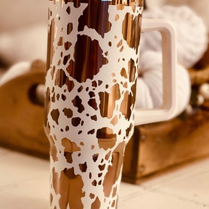 Cow Print Full Wrap for 40oz Tumbler. Cowhide, Fun Cups. SVG & Lightburn file. Digital File Only.