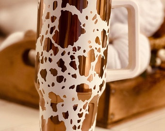 Cow Print Full Wrap for 40oz Tumbler. Cowhide, Fun Cups. SVG & Lightburn file. Digital File Only.