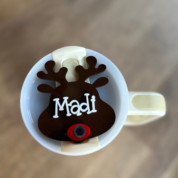 Cute Reindeer 40oz V2 Cup Topper. SVG, Lightburn file and FONT. Includes placement guide file. Christmas, Stanta, Red Nosed Reindeer