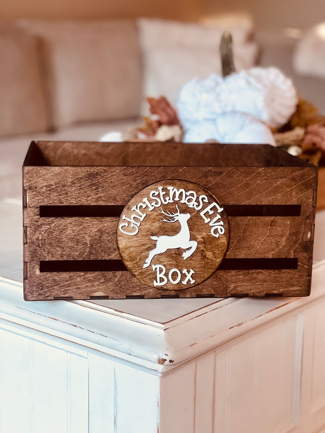 Wood Christmas Box With 3 Round Patterns and Guide to Help Place Pieces ...