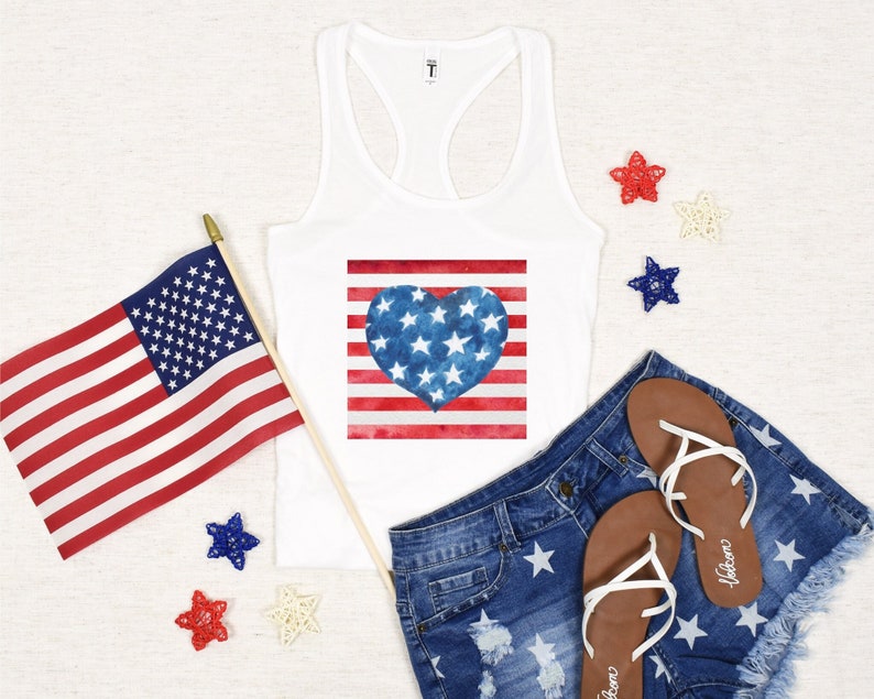 July 4th Shirt Tank Top Cute Red White and Blue Shirt Etsy