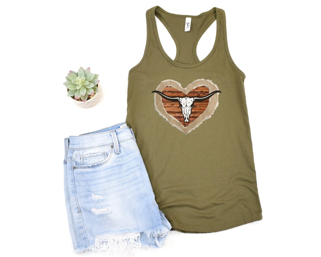 Country Tank Top Western Tank Top Bullhead Tank Top Cow Etsy