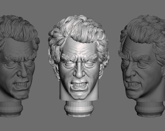 Prometheus / Transforming David custom 3D Printed head for 1/9th scale (aka 8 inch) action figure