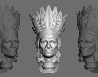 Chief Woodenhead custom 3D Printed head for 1/9th scale (aka 8 inch) action figure