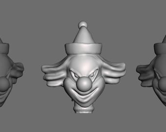 Big Top Ghost Clown custom 3D Printed head for 1/9th scale (aka 8 inch) action figure