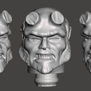 Hellboy custom 3D Printed head for 1/9th scale (aka 8 inch) action figure