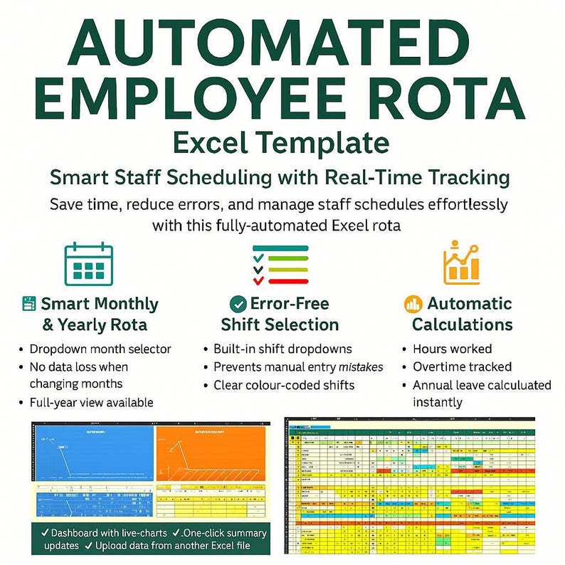 Automated Employee Rota Excel Template | Small Business Shift Planner ...