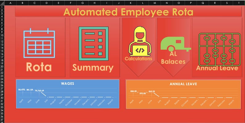 Automated Excel Employee Rota Template | Small Business Staff Planner ...