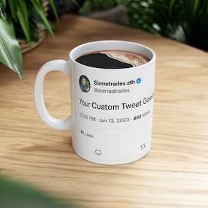 Gepersonaliseerde Tweet Mok, Cadeau Mok, Aangepaste Tweet Mok, Aangepaste geschenken, Aangepaste Tweet Cadeau Koffiemok, Verjaardagscadeau voor haar, Valentijnsdag Cadeau Idee