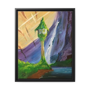 Rapunzel's Tower Acrylic Landscape Painting, Digital Download, tangled tower