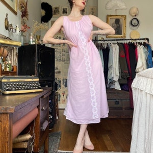 Vintage 60s Chiffon Peignoir Nightgown Cottage Style Union Made
