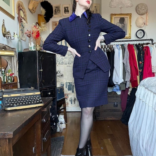 Vintage Christian Dior Skirt Suit 80s Designer