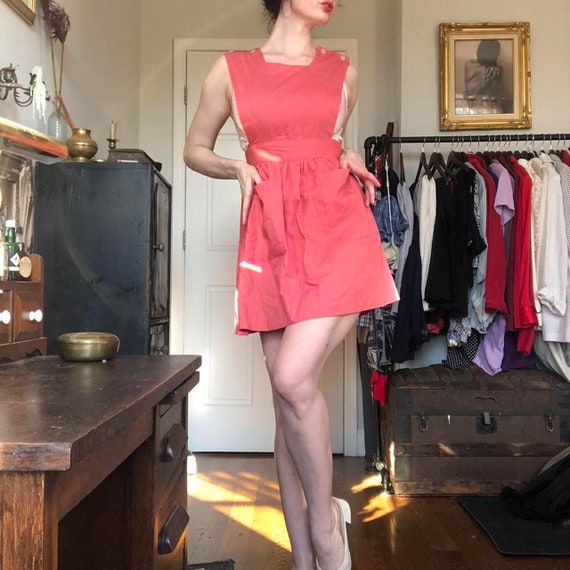 Vintage 50s Pinafore Dress Candy Striper Uniform … - image 3