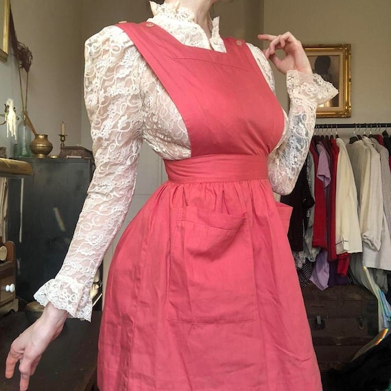 Vintage 50s Pinafore Dress Candy Striper Uniform … - image 2