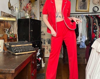 Vintage 70s Pantsuit, 2 Piece Coordinated Set, 1970s Flare Pants and Blazer Set, Lady Blair, Retro Mod Set