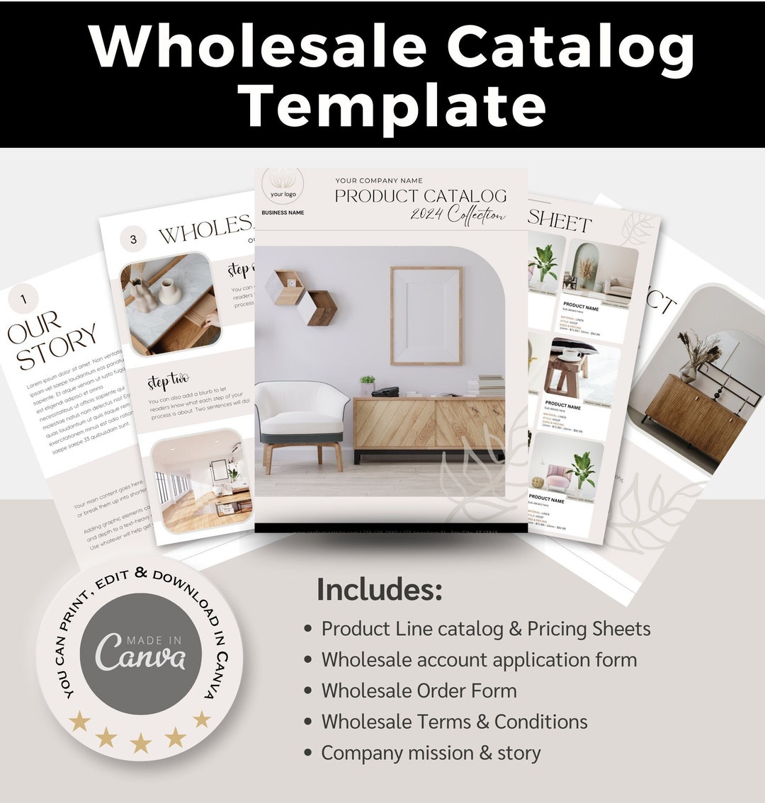 Wholesale Catalog Template Wholesale Price List Instant Download