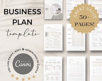 Business Plan Template Printable | Small Business Planner | Start Up Workbook | Side Hustle Planner | Canva Template