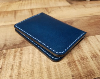 Hand Stitched Italian Leather Wallet - Veg Tanned / Pure Deep Blue