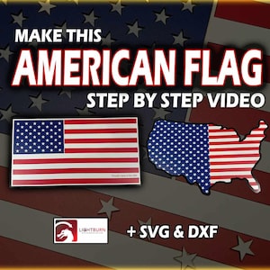 Drapeau américain Lightburn Ready (pour graveur laser) Fichiers SVG et Lightburn