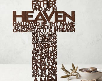 Lord's Prayer Cross with Base: Laser Cut Files (SVG, DXF, Lightburn)