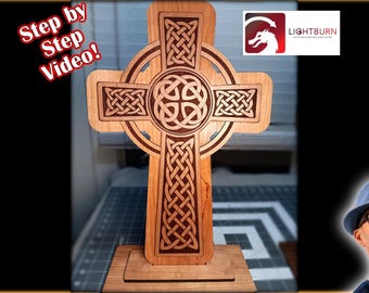 Lightburn Ready Celtic Cross for Laser Engravers (Lightburn, SVG, DXF)