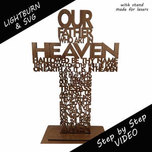 Krzyż modlitewny z podstawą: pliki cięte laserowo (SVG, DXF, Lightburn)