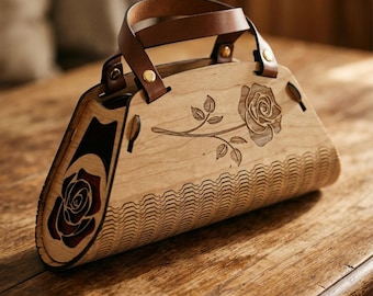 Wood and Leather Purse: Laser Cut File (Lightburn, SVG) - Step by Step Video!
