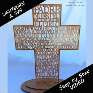 Spanish Lord's Prayer Cross - Laser Cut Files (SVG, DXF, Lightburn)