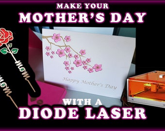 Lightburn Ready Mother's day Card and Roses for your Laser Engraver