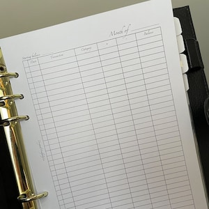 Minimalist Transaction Tracking Sheets (A5)