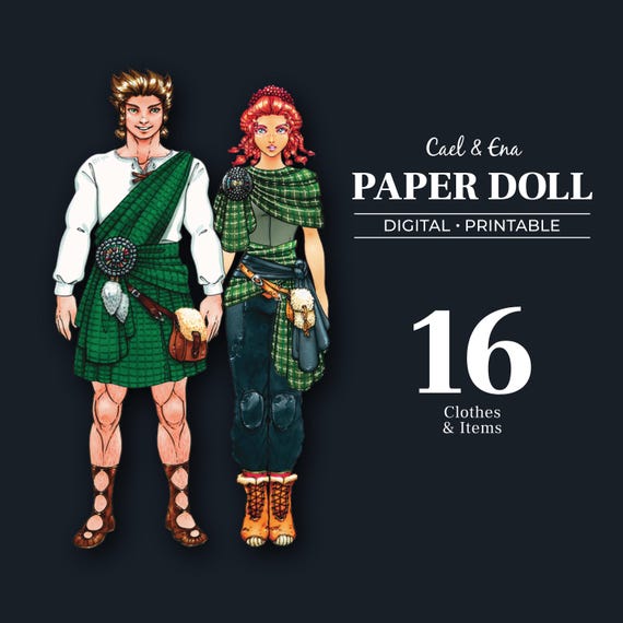 Cael & Ena Printable Paper Dolls | 2-page PDF, 8.5