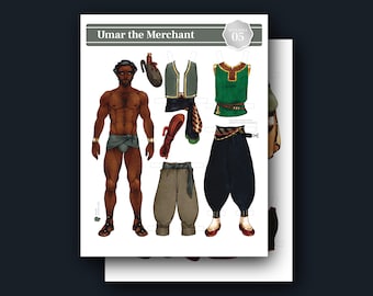 Umar Printable Paper Doll | 2-Page PDF, 8.5" x 11"