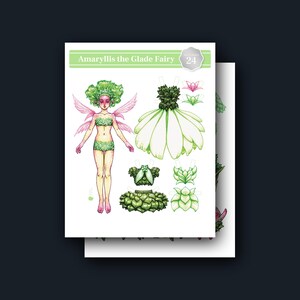 Bambola di carta stampabile Amaryllis / PDF di 2 pagine, 8,5" x 11"