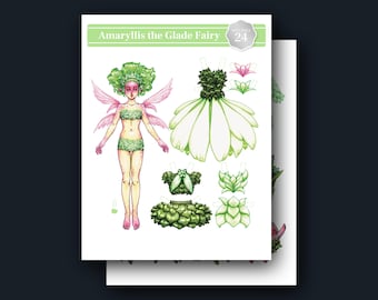 Amaryllis Printable Paper Doll | 2-Page PDF, 8.5" x 11"