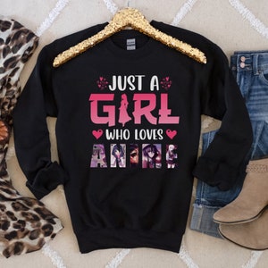 Girl Love Anime Sweatshirt, Anime Lover Sweater, Love For Anime, Gift For Her, Gift For Friend, Anime Sweater, Manga Sweatshirt 2023