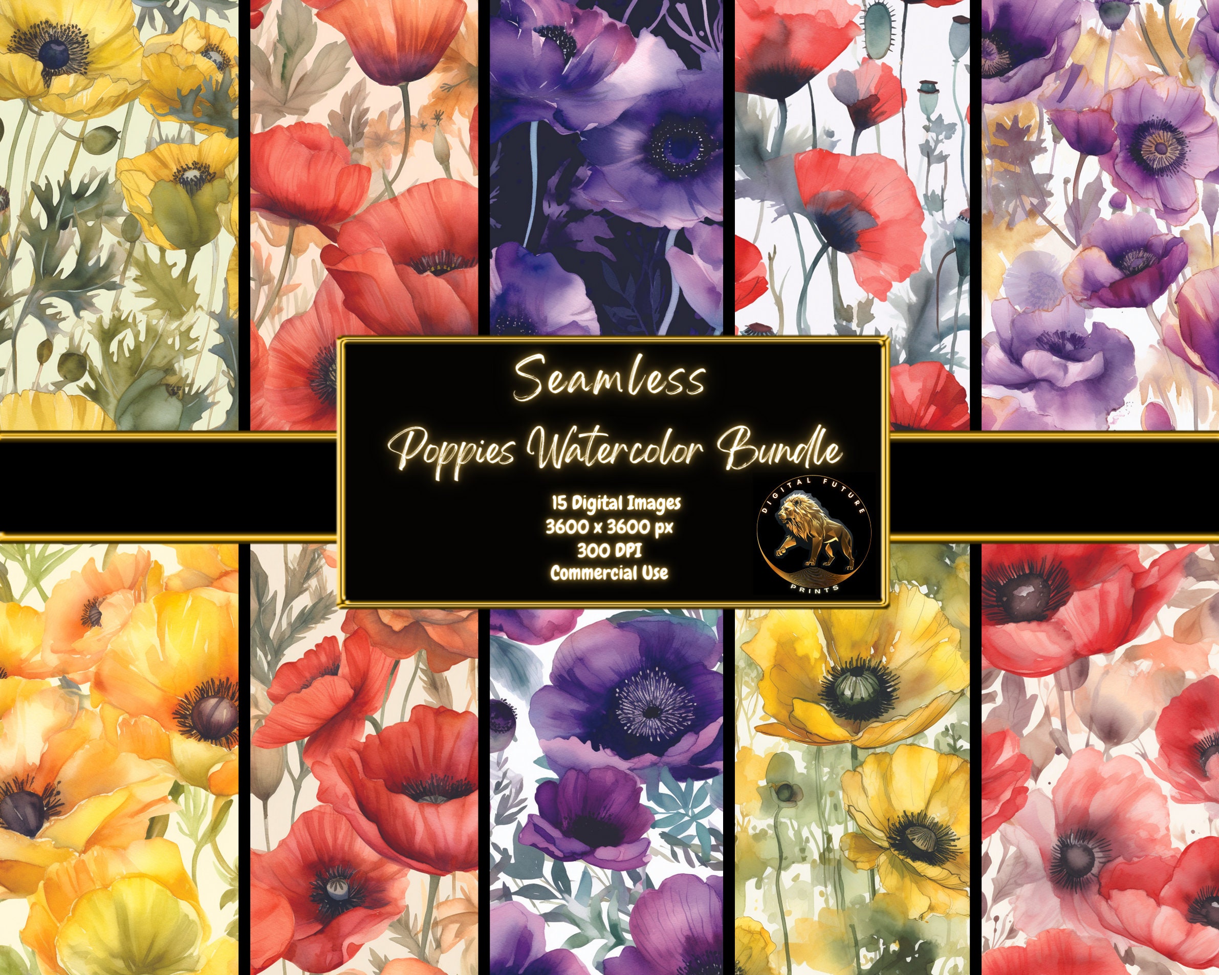 Watercolor Poppy Seamless Pattern Poppy Watercolor Seamless Floral ...