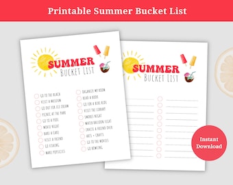 Summer Bucket List Printable, Summer Activities Checklist, Summer To Do List, Summer Fun Activities, Digital Bucket List, Printable Summer