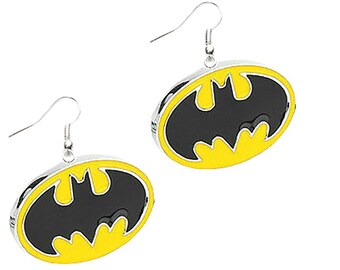 Superhero Dangle Earrings, Sterling Silver, Stainless Steel, 18K, or Clip on available