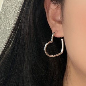 Asymmetrical heart hoop earrings best sale