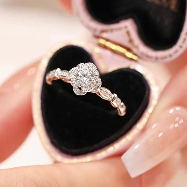 Flower Engagement Ring Etsy