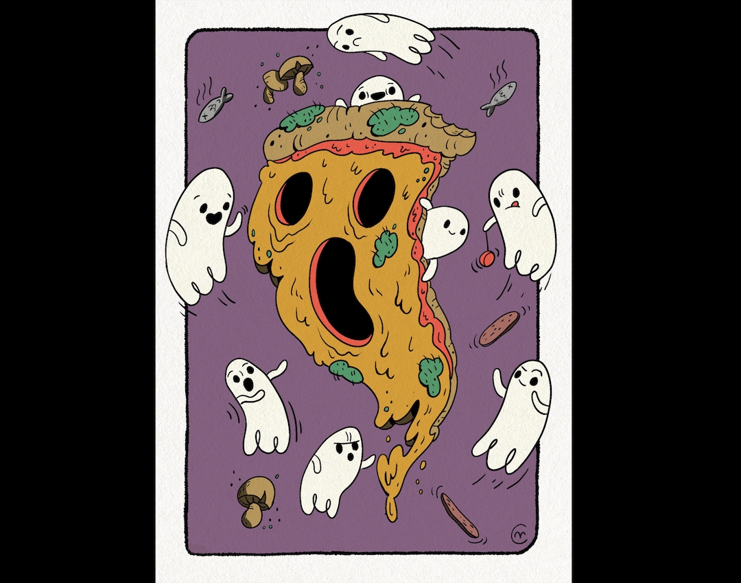 Pizza Ghost 5x7 Art Print - Etsy